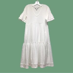 The White Company Organic Cotton Short Sleeve Midi Dress Size 4